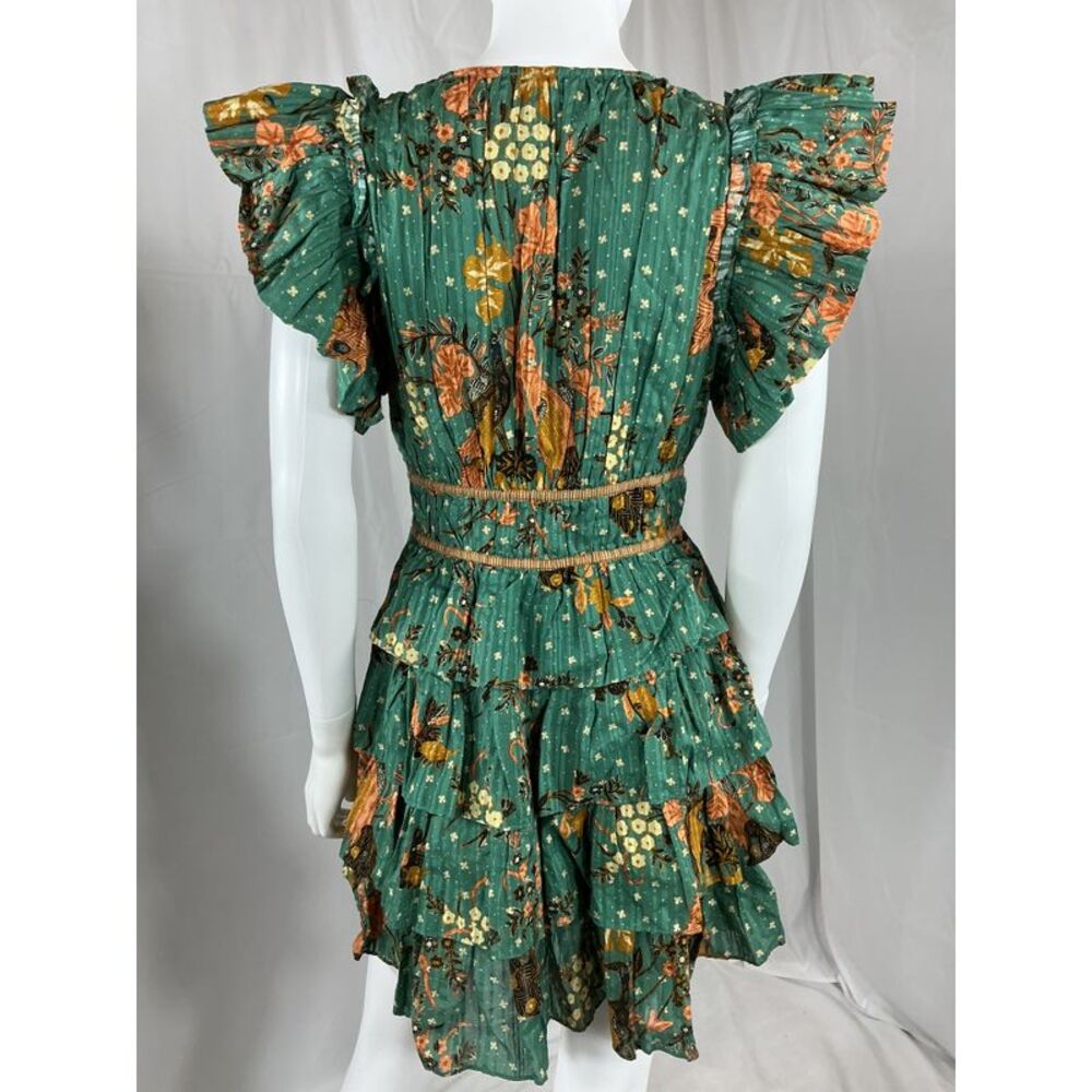 Ulla Johnson Women Marni Dress In Hummingbird Basic Green/Orange 4 - Picture 3 of 3